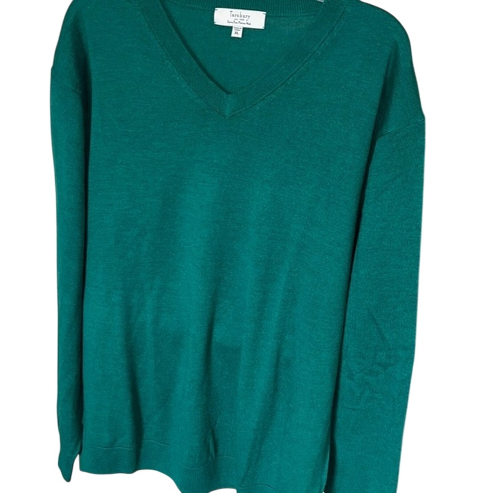 Turnbury  Merino Wool Men's Green Vneck‎ Pullover Sweater sz XL